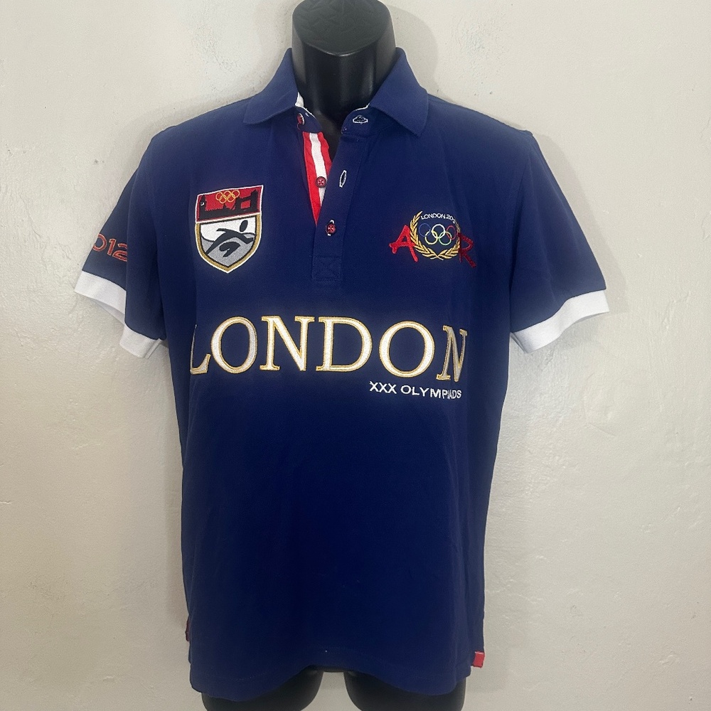 London 2012 Olympics Embroidered Polo 20" armpit to armpit Gently worn Cotton